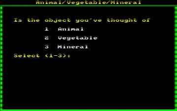 Animal Vegetable Mineral (S) (1984) screen shot game playing